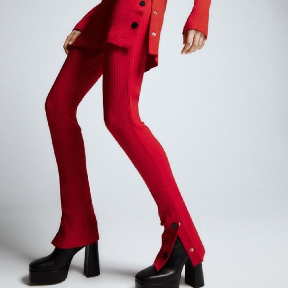 Zara Slim Long Ribbed Snap-Hem Leggings Pants bloggers favorite